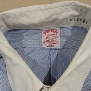 Brooks Brothers White and Blue Striped Dress Shirt